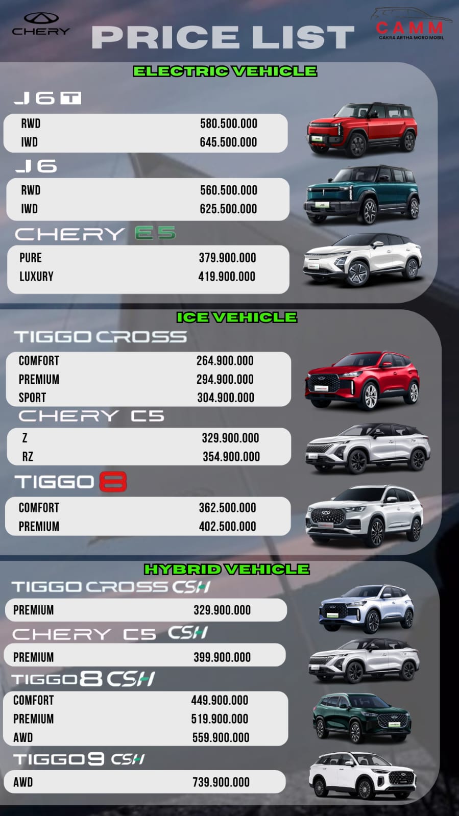 harga chery